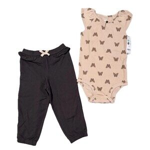 NEW Carters Baby Girls 2 Piece Monarch Butterfly Bodysuit Pant Set 24M 2T NWT